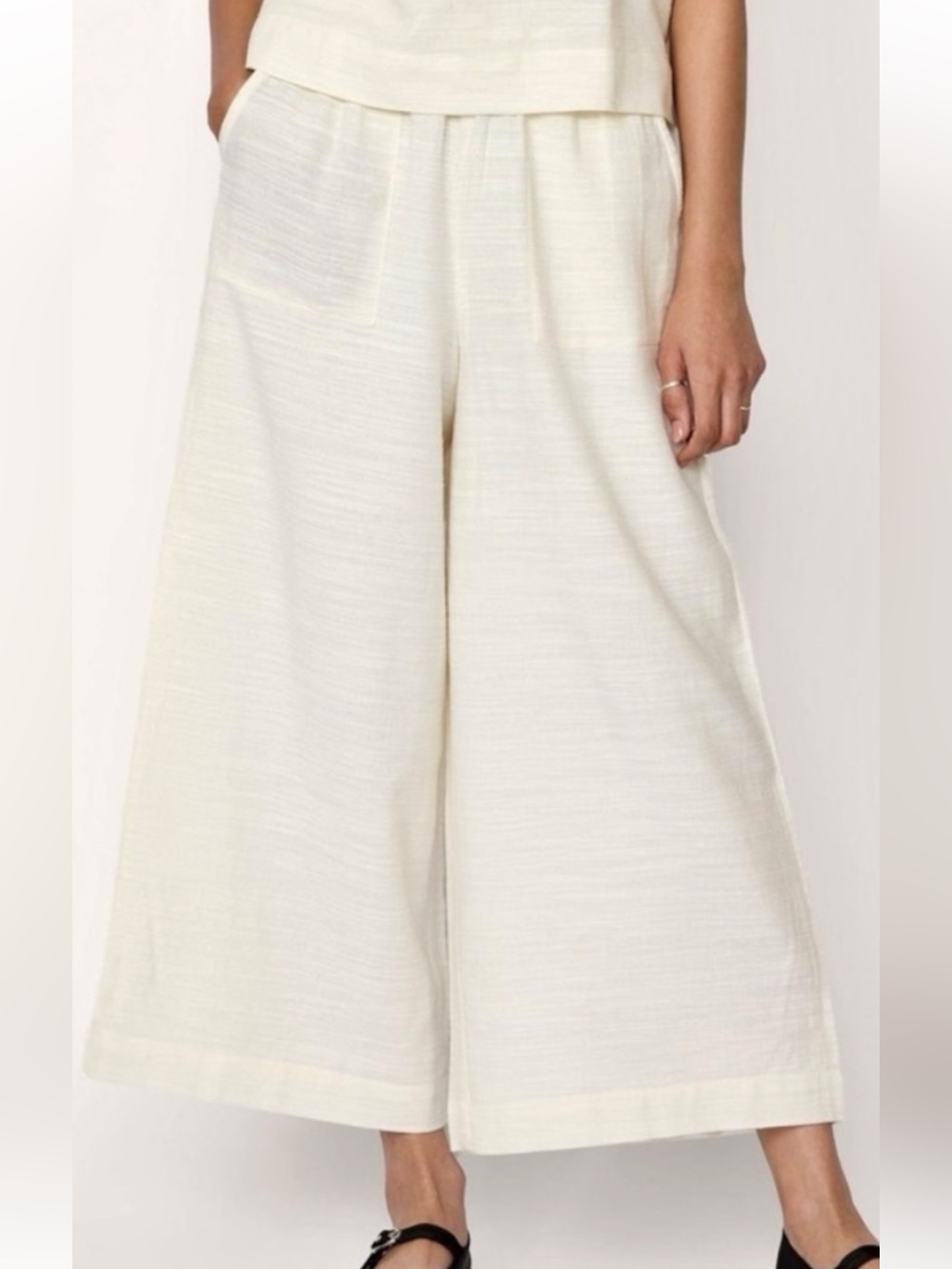 Laude The Label Tribe Alive Everyday Pant Womens Medium White Wide Leg Coastal